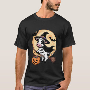 Camiseta Chapéu de Bruxa Vaca Abóbora Fantasia de Halloween