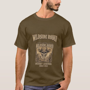 Camiseta Chapéu de Caveira de Cowboy Retrô Deserto Cacto Vi
