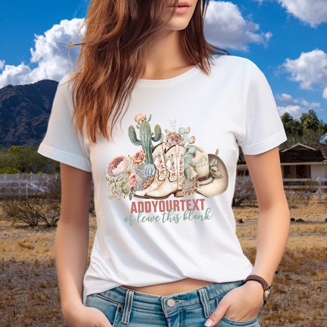 Camiseta Chapéu de cowboy bota cowboy do deserto do Boho (Boho desert cowgirl cowboy boots cowboy hat T-Shirt)