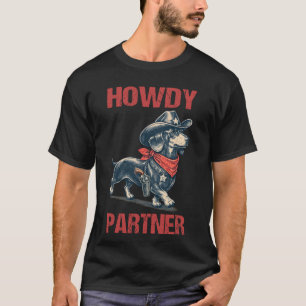 Camiseta Chapéu de Cowboy Dachshund Howdy Parceiro Ocidenta