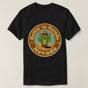 Camiseta Chapéu de Cowboy de Dados de Cacto Vintage Nevada 