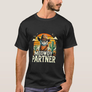 Camiseta Chapéu de Cowboy do Oeste Selvagem Meowdy Parceiro