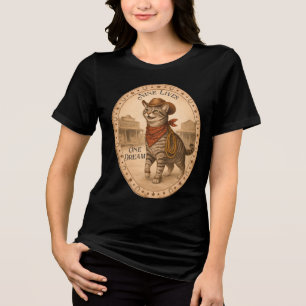Camiseta Chapéu de cowboy ocidental engraçado gato nove vid