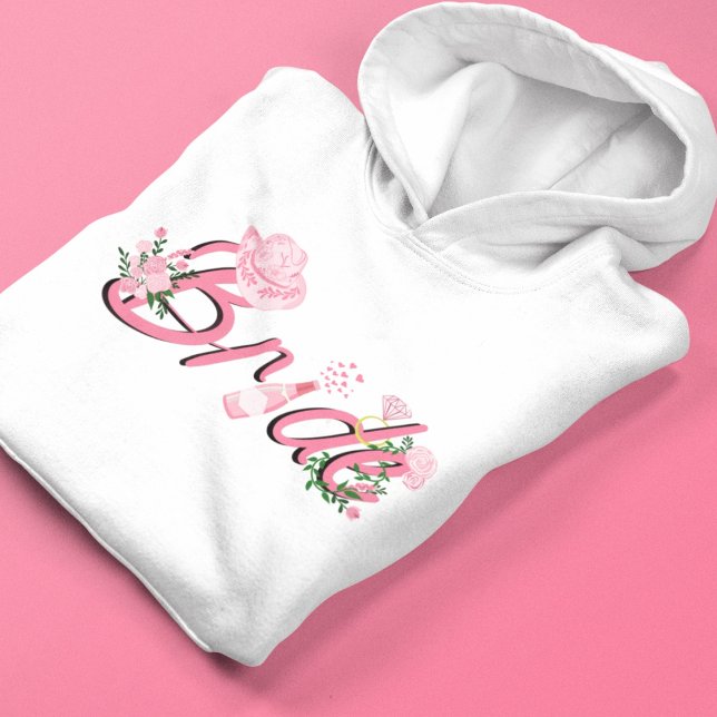 Camiseta Chapéu de Cowboy Rosa Com Flores Noiva  (Criador carregado)