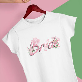 Camiseta Chapéu de Cowboy Rosa Com Flores Noiva