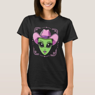 Camiseta Chapéu de Cowgirl Alien Space Western OVNI Howdy R