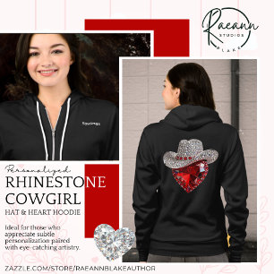 Camiseta Chapéu de Cowgirl com Rhinestone Personalizado e M