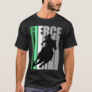 Camiseta Chapéu de Cowgirl Feroz de Corrida de Barril Tema 