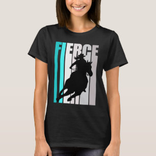 Camiseta Chapéu de Cowgirl Feroz de Corrida de Barril Tema 