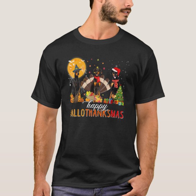 Camiseta Chapéu de Feiticeiro Doberman Peru Chapéu de Papai (Frente)