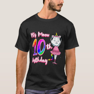 Camiseta Chapéu de festa de aniversário de 10 anos de gato