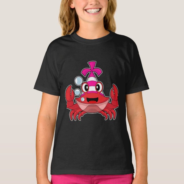 Camiseta chapéu de festa de aniversário de caranguejo (Frente)
