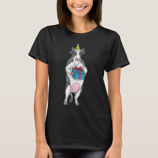 Camiseta Chapéu de festa de aniversário de vaca (Frente)