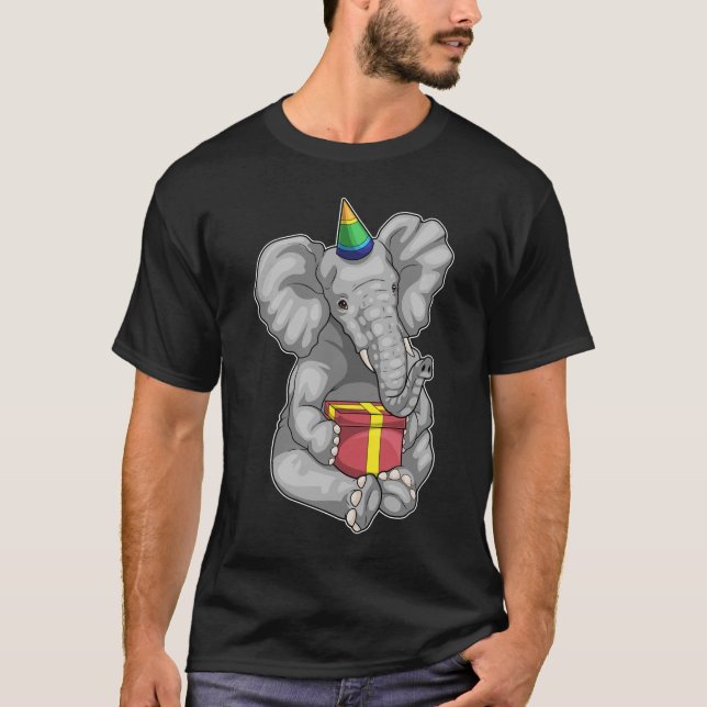 Camiseta Chapéu de Festa de aniversário elefante (Frente)
