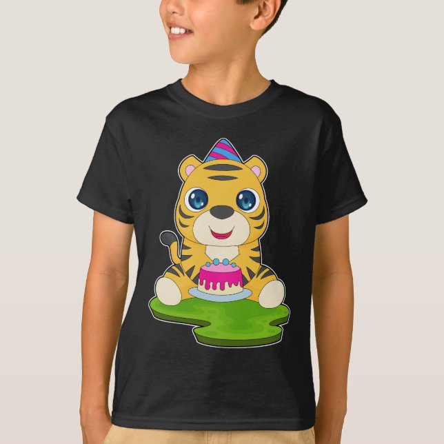Camiseta Chapéu de Festa de aniversário Tigre (Frente)