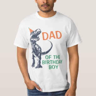 Camiseta Chapéu de Festa de Dinossauro T-Rex Pai do Menino