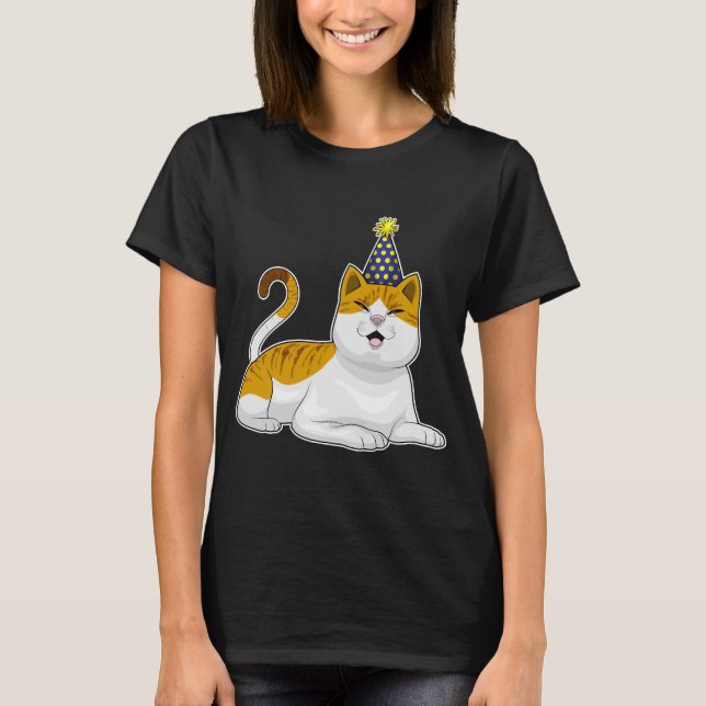 Camiseta Chapéu de festa de gato (Frente)