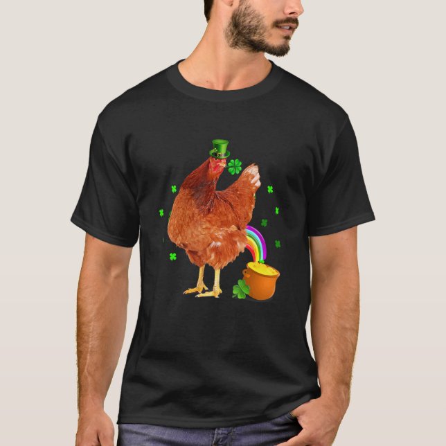 Camiseta Chapéu de Leprechaun de Frango Engraçado Dia de Sã (Frente)