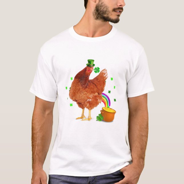 Camiseta Chapéu de Leprechaun de Frango Engraçado St (Frente)