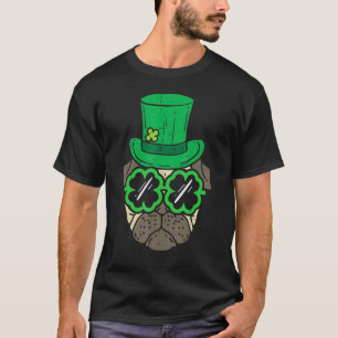 Camiseta Chapéu de Leprechaun Pug Óculos de Trevo Dia de Sã
