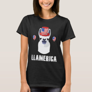 Camiseta Chapéu de Lhama da Bandeira Americana de 4 de Julh