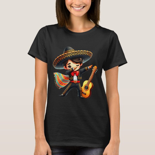 Camiseta Chapéu de Mariachi Engraçado Cinco De Mayo Rapazes (Frente)