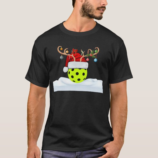 Camiseta Chapéu de Natal de Pickleball - Pickleball de Nata (Frente)