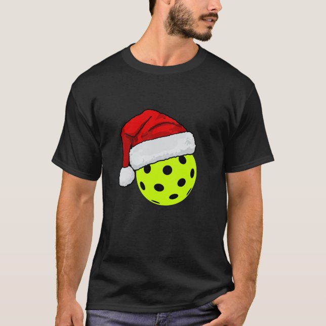 Camiseta Chapéu de Natal de Pickleball - Pickleball de Nata (Frente)