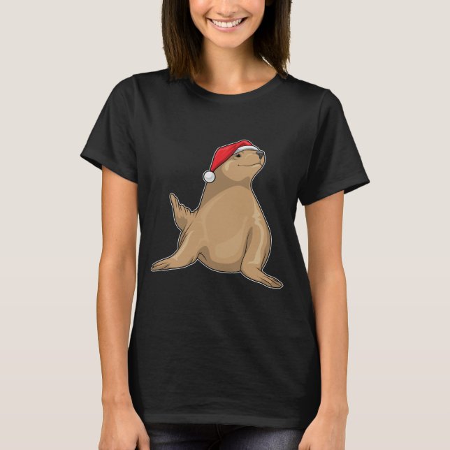 Camiseta Chapéu de Natal de Seal (Frente)