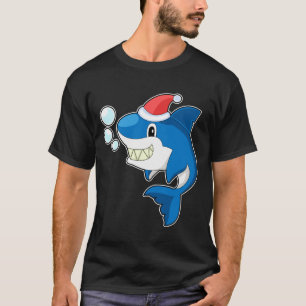 Camiseta Chapéu de Natal de Tubarão