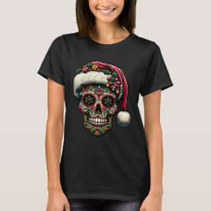 Camiseta Chapéu de Natal do Dia das Caveiras de Açúcar de N