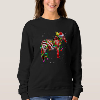 Camiseta Chapéu de Natal do Papai Noel de Zebra Luzes de Na