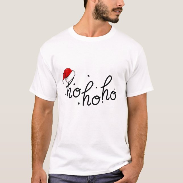 Camiseta Chapéu de Natal Ho Ho Ho (Frente)