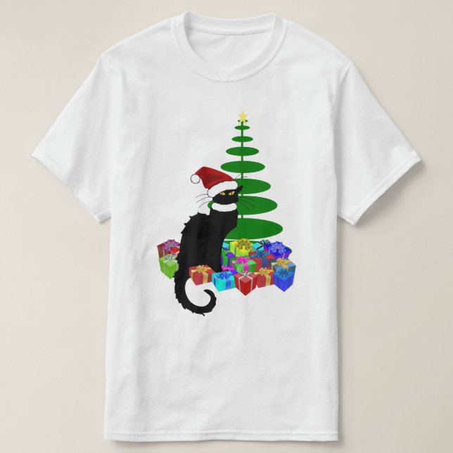 Camiseta Chapéu de Natal Le Chat Noir de Natal (Frente do Design)