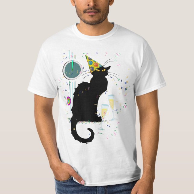 Camiseta Chapéu de Natal Le Chat Noir de Natal (Frente)