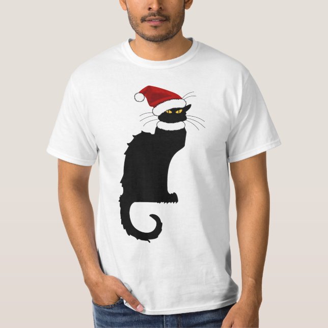 Camiseta Chapéu de Natal Le Chat Noir de Natal (Frente)