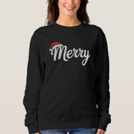 Camiseta Chapéu de Natal Vermelho Preto Ousado Feliz Natal