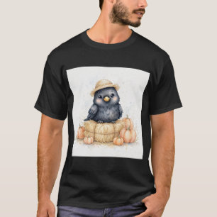 Camiseta Chapéu de Palha de Corvo Fofo na Colheita