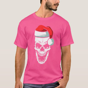 Camiseta Chapéu de Papai Noel Caveira Natal Esqueleto Legal