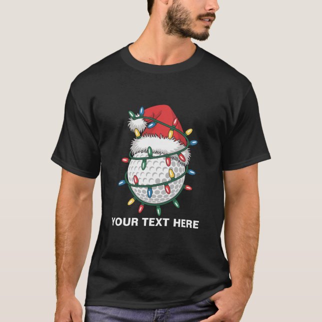 Camiseta Chapéu de Papai Noel com Bolas de Golfe Personaliz (Frente)