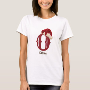 Camiseta Chapéu de Papai Noel com Laço Vermelho Fofo Monogr