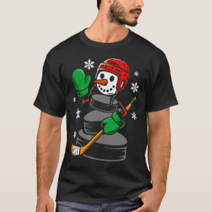 Camiseta Chapéu de Papai Noel de Hockey Boneco de Neve Nata