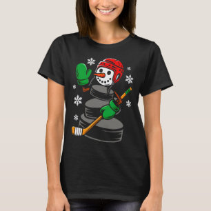 Camiseta Chapéu de Papai Noel de Hockey Boneco de Neve Nata