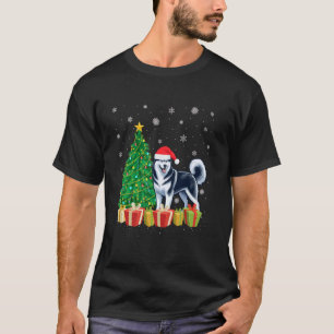 Camiseta Chapéu de Papai Noel de Iluminação da Árvore de Na