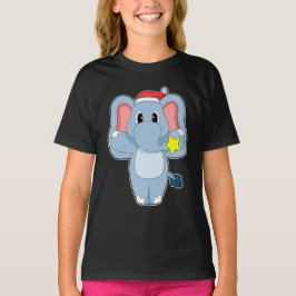 Camiseta Chapéu de Papai Noel de Natal de Elefante