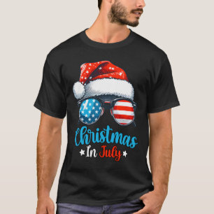 Camiseta Chapéu de Papai Noel de Natal em Julho Óculos de s