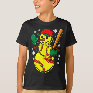 Camiseta Chapéu de Papai Noel de Softbol Boneco de Neve Nat