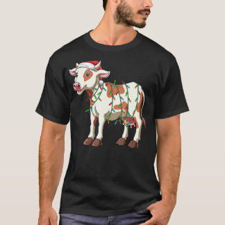 Camiseta Chapéu de Papai Noel de Vaca para Fazendeiros de L