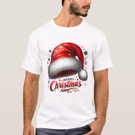 Camiseta Chapéu de Papai Noel Escarlate com Brilho