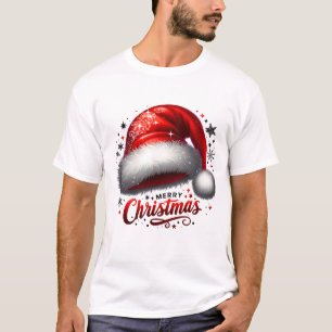 Camiseta Chapéu de Papai Noel Escarlate com Brilho